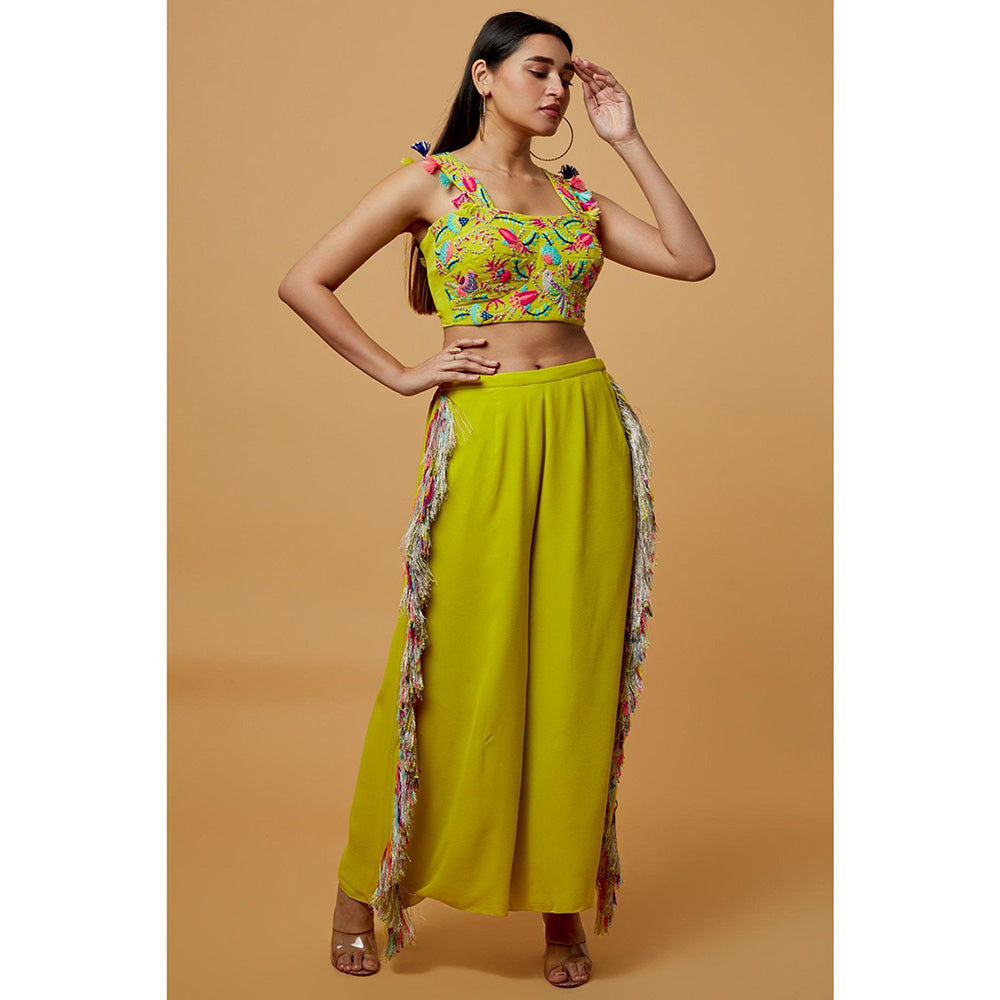 PS Pret by Payal Singhal Green Embroidered Bustier With Culotte Palazzo (Set of 2)