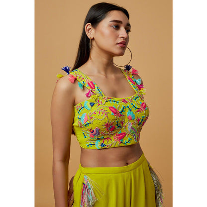 PS Pret by Payal Singhal Green Embroidered Bustier With Culotte Palazzo (Set of 2)