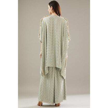 PS Pret by Payal Singhal Powder Blue Embroidered Kaftan With Palazzo (Set of 2)