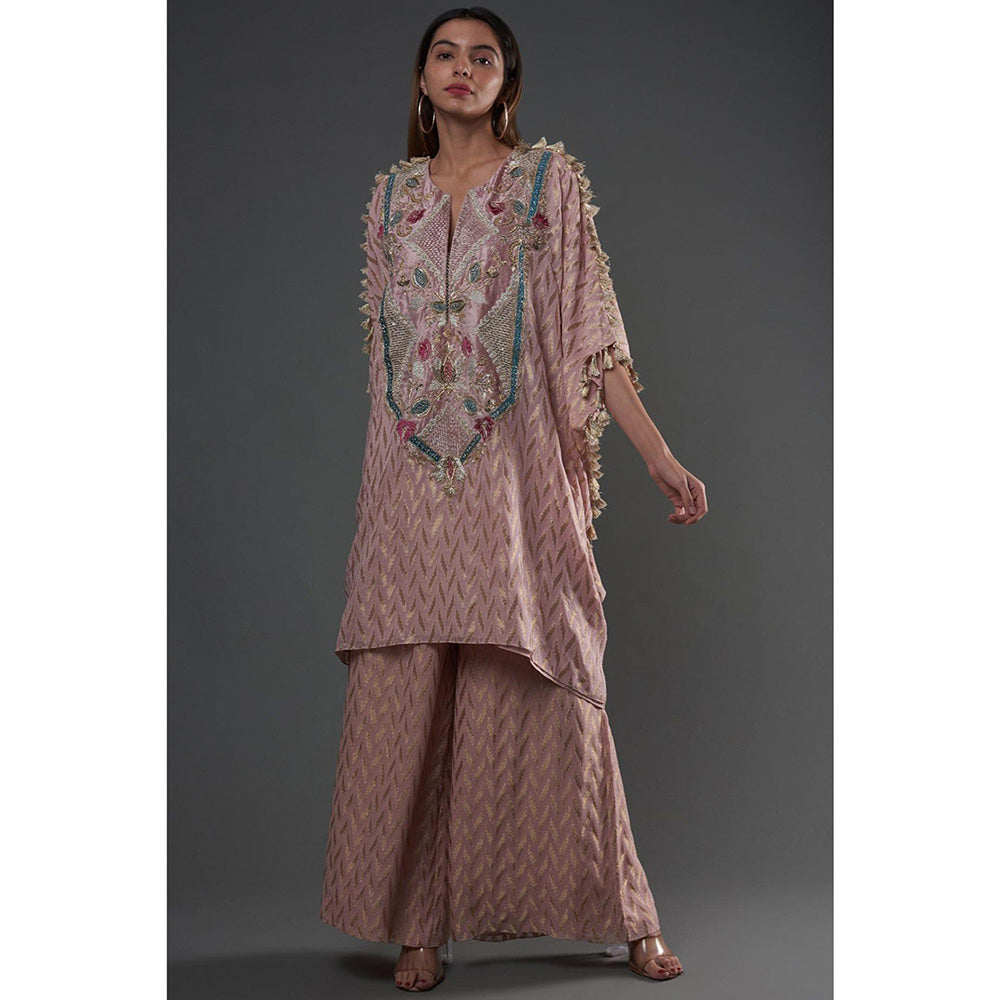 PS Pret by Payal Singhal Rose Pink Embroidered Kaftan With Palazzo (Set of 2)