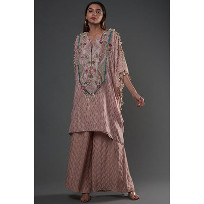 PS Pret by Payal Singhal Rose Pink Embroidered Kaftan With Palazzo (Set of 2)