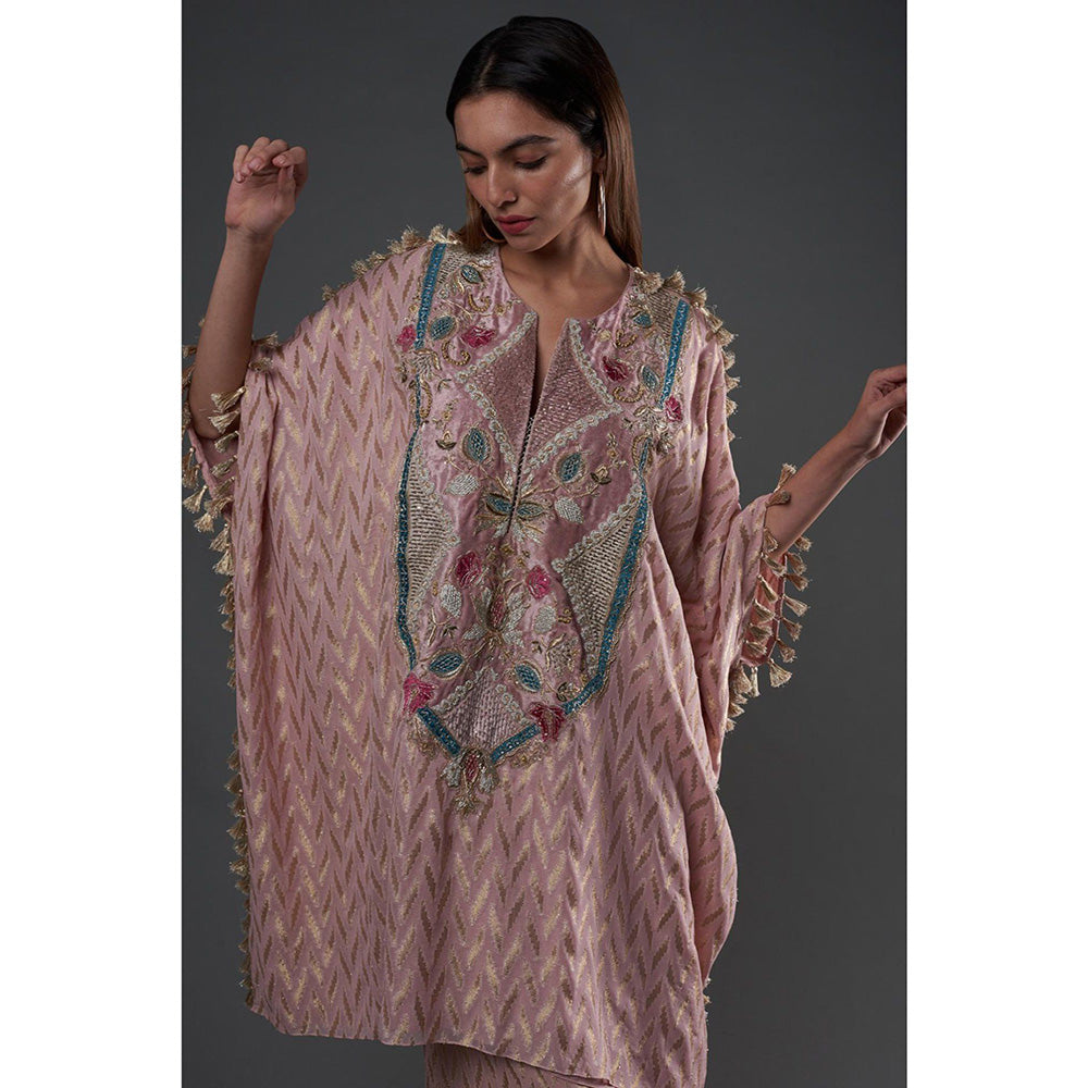PS Pret by Payal Singhal Rose Pink Embroidered Kaftan With Palazzo (Set of 2)
