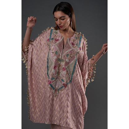 PS Pret by Payal Singhal Rose Pink Embroidered Kaftan With Palazzo (Set of 2)