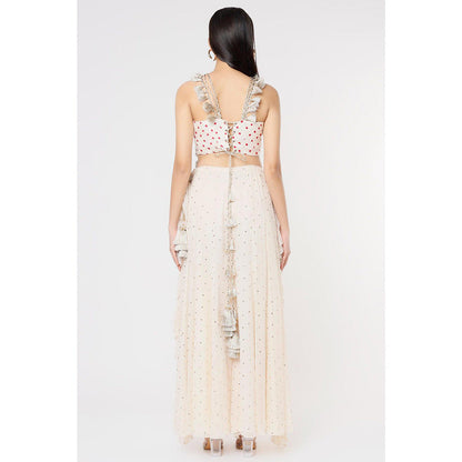 PS Pret by Payal Singhal Off White Embroidered With Bustier And Sharara (Set of 2)