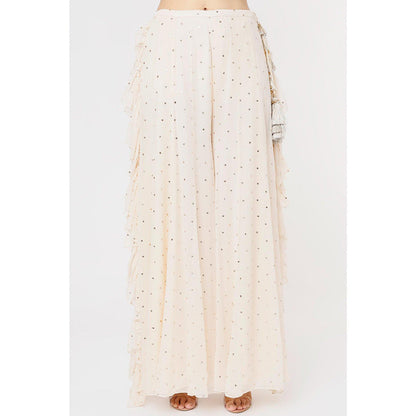 PS Pret by Payal Singhal Off White Embroidered With Bustier And Sharara (Set of 2)