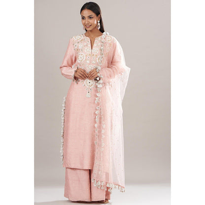 PS Pret by Payal Singhal Rose Pink Embroidered Kurta With Palazzo And Dupatta (Set of 3)