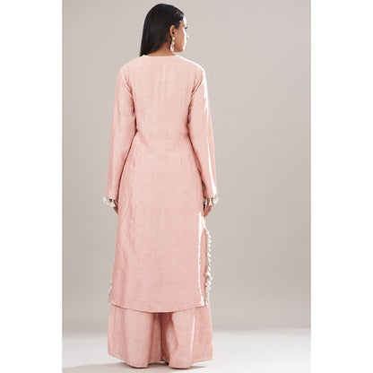 PS Pret by Payal Singhal Rose Pink Embroidered Kurta With Palazzo And Dupatta (Set of 3)