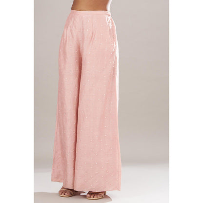 PS Pret by Payal Singhal Rose Pink Embroidered Kurta With Palazzo And Dupatta (Set of 3)