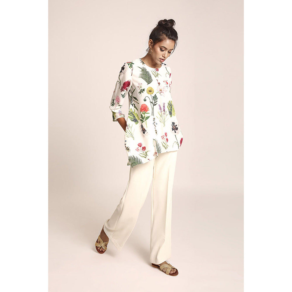 PS Pret by Payal Singhal Ivory Printed Art Crepe Tunic