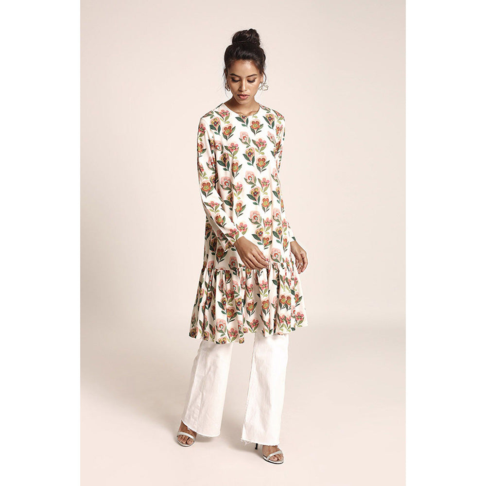 PS Pret by Payal Singhal White Printed Art Crepe Kurta