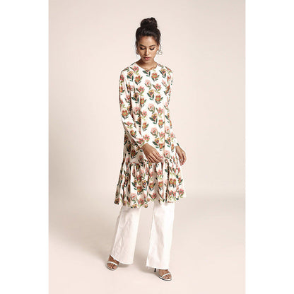 PS Pret by Payal Singhal White Printed Art Crepe Kurta