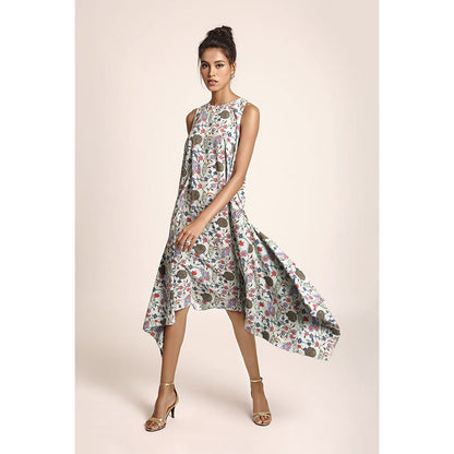 PS Pret by Payal Singhal White Printed Art Crepe Dress