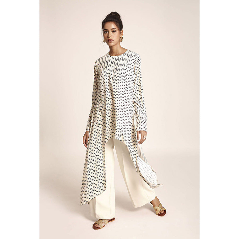 PS Pret by Payal Singhal Cream Printed Art Crepe Kurta