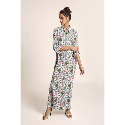 PS Pret by Payal Singhal White Printed Art Crepe Dress