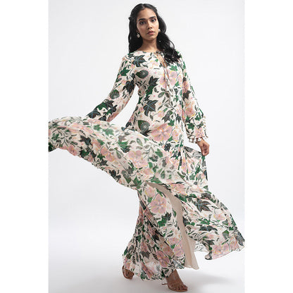 PS Pret by Payal Singhal White Colour Printed Art Georgette Tiered Dress