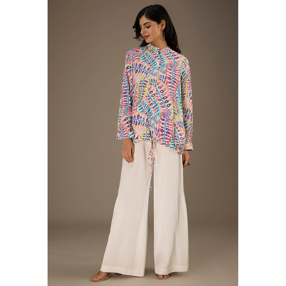 PS Pret by Payal Singhal Multicolor Printed Crepe Top with Waist Tie Up