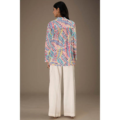 PS Pret by Payal Singhal Multicolor Printed Crepe Top with Waist Tie Up