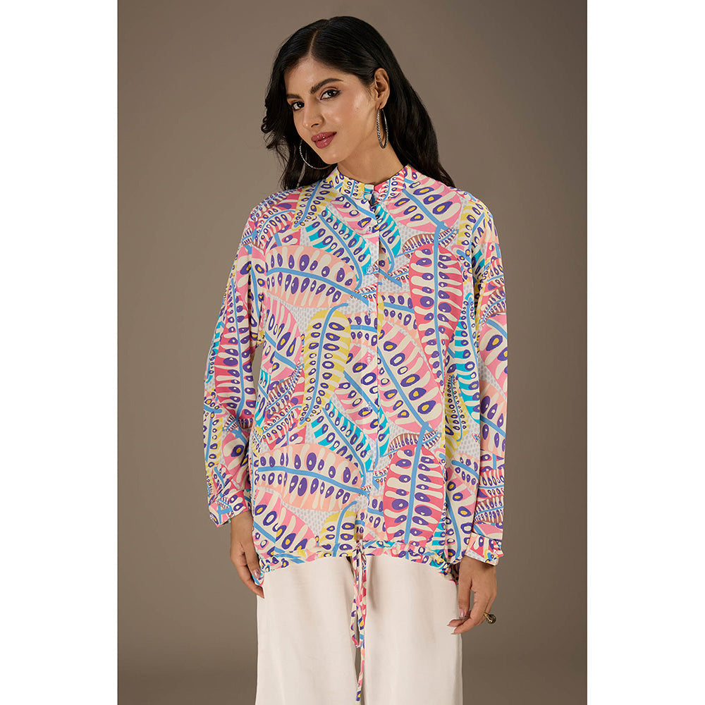 PS Pret by Payal Singhal Multicolor Printed Crepe Top with Waist Tie Up