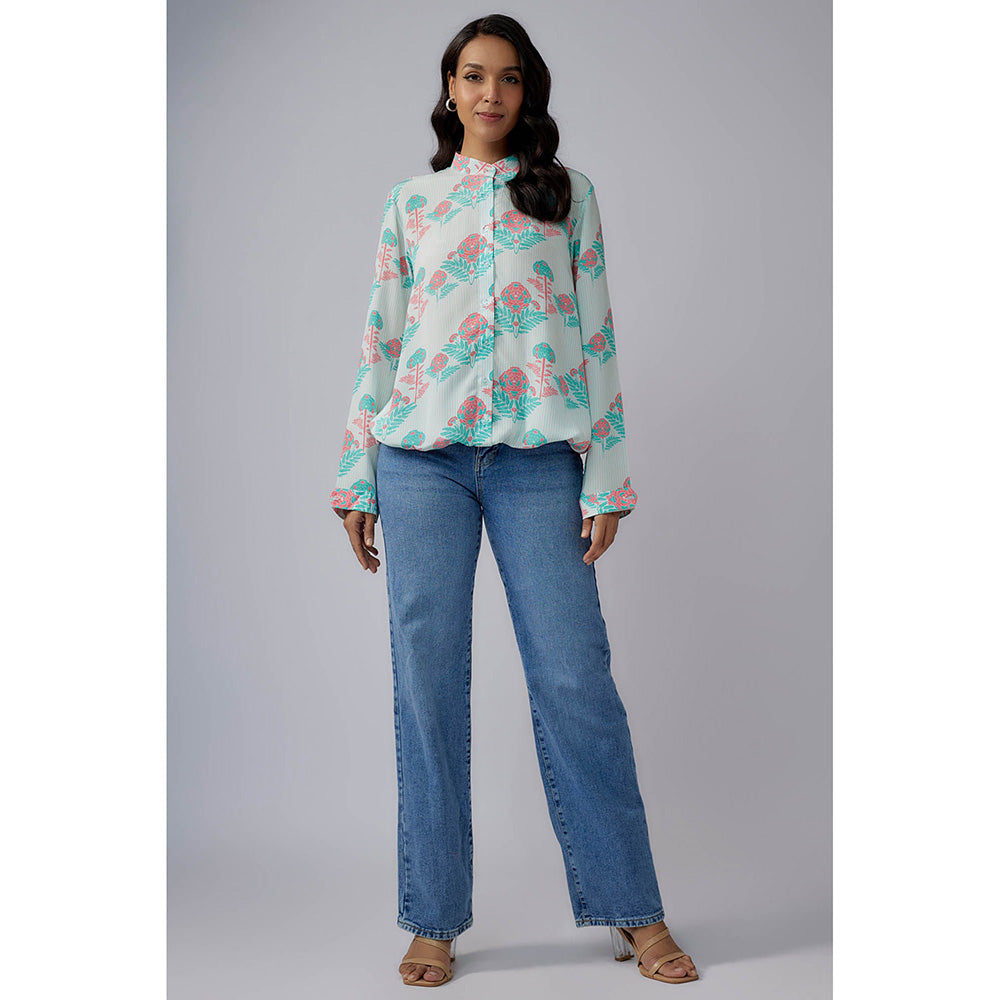 PS Pret by Payal Singhal Green Printed Crepe Front Open Shirt