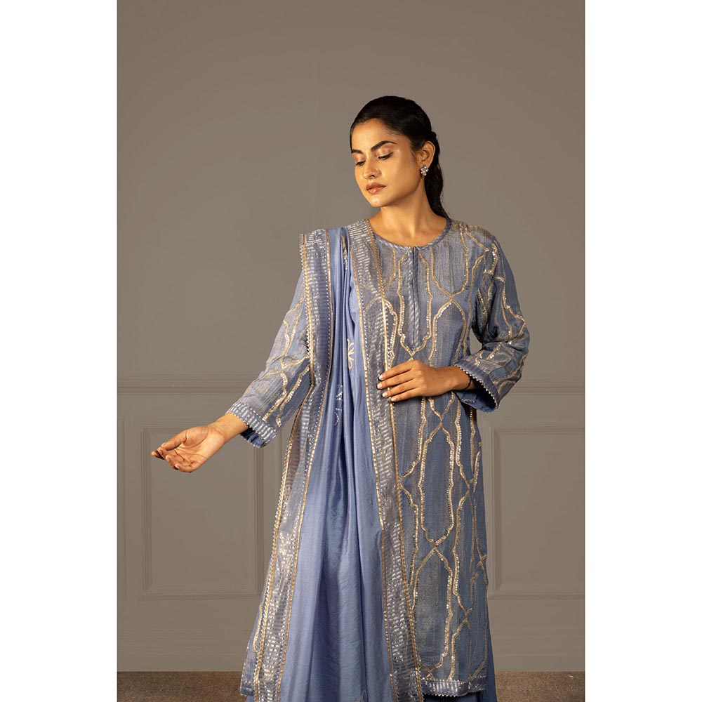 Punam Khetann Neel Nirantar Kurta with Palazzo & Dupatta