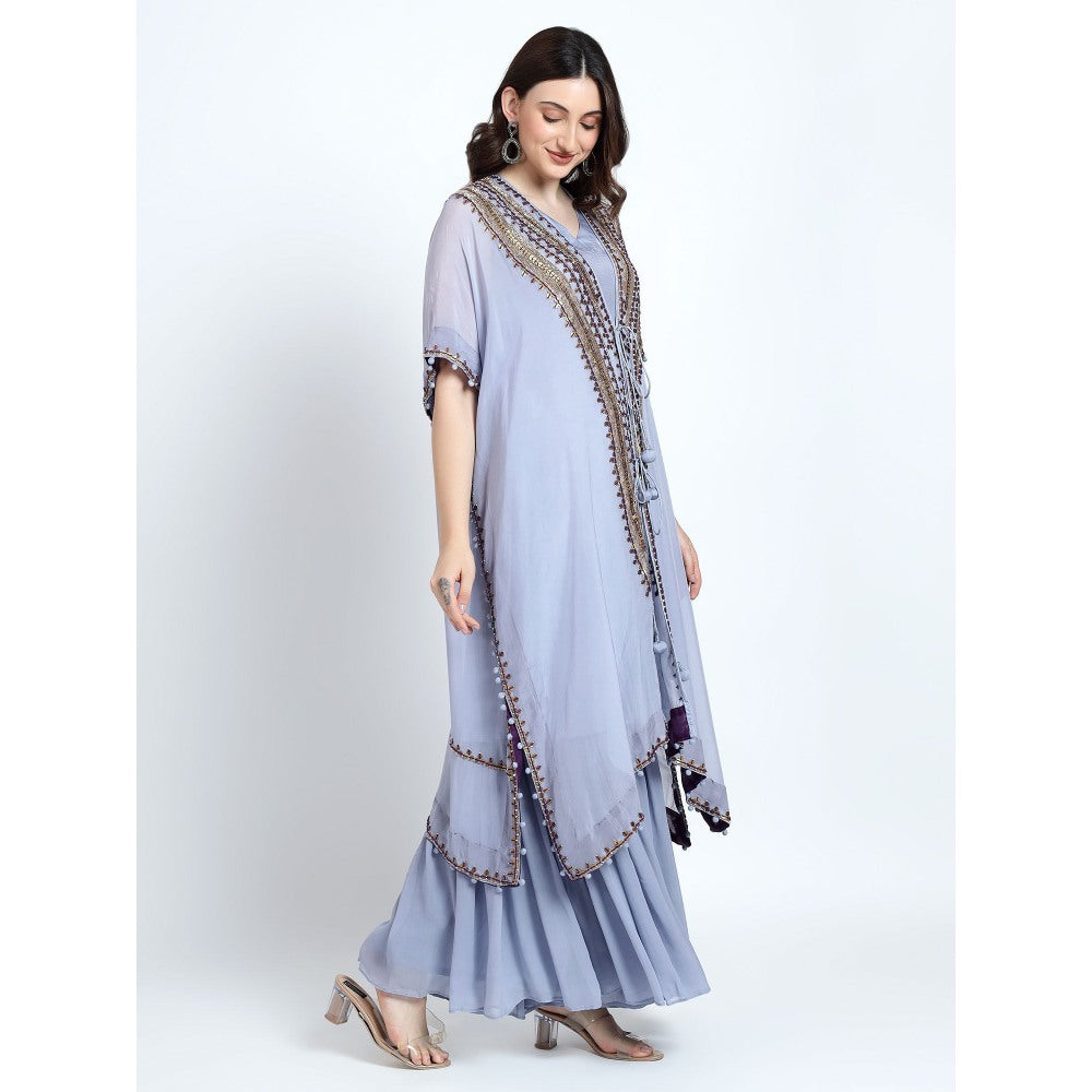 QAIYNAT Lavender Sharara with Kaftan and Inner (Set of 3)