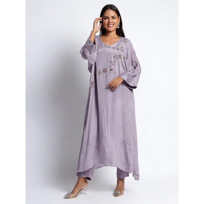 QAIYNAT Purple Chiffon Kurta with Pant (Set of 2)