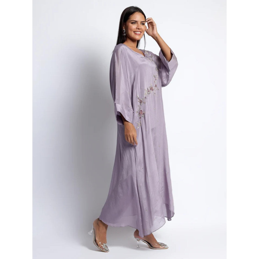 QAIYNAT Purple Chiffon Kurta with Pant (Set of 2)