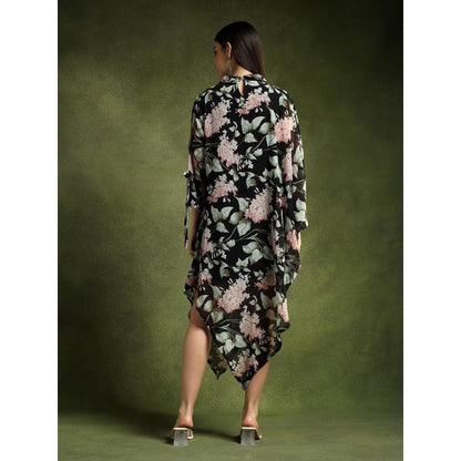 QAIYNAT Multi-Colour Georgette Floral Printed Shirt Dress