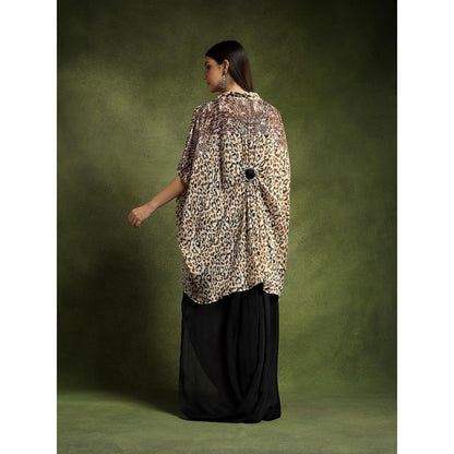 QAIYNAT Multi-Colour Animal Print Silk Kaftan Top