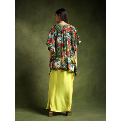 QAIYNAT Multi-Colour Silk Kaftan Top
