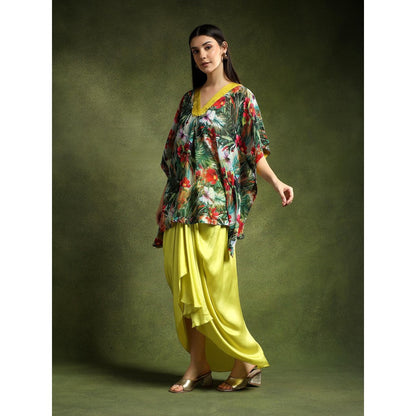 QAIYNAT Multi-Colour Silk Kaftan Top