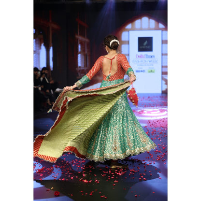 QAIYNAT Ghungroo Multicolour Hand Embroidered Anarkali with Dupatta