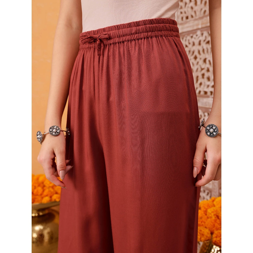 QAZMI Shahira Aari Work Viscose Rayon V-Neck Kaftan CoOrd Set