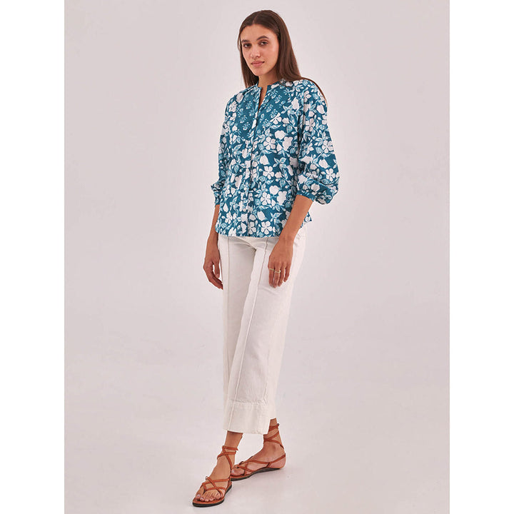 QOMN Floral Print Cotton Shirt Style Top