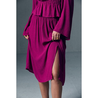 Qua Pink Fluid Midi Skirt