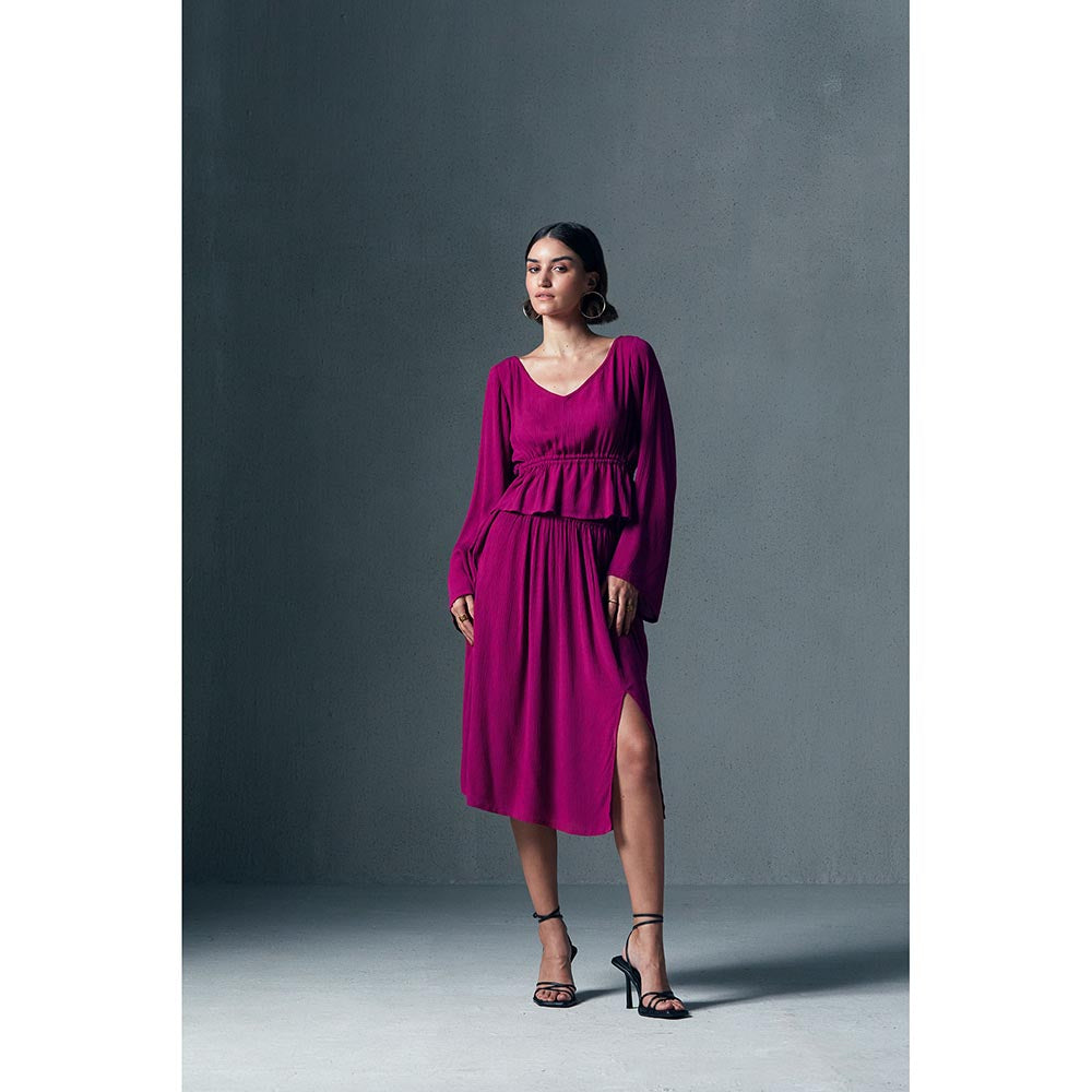 Qua Pink Fluid Midi Skirt