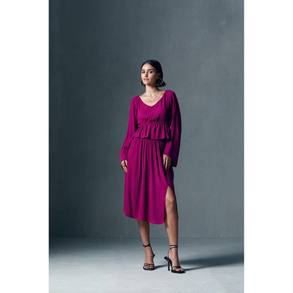 Qua Pink Fluid Midi Skirt