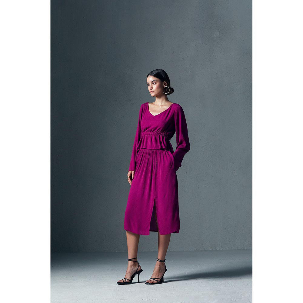 Qua Pink Fluid Midi Skirt