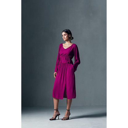 Qua Pink Fluid Midi Skirt