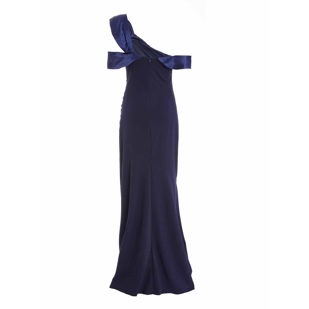 Quiz Clothing Navy Blue Scuba Crepe Maxi Satin Maxi Dress