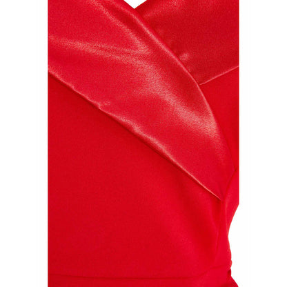 Quiz Clothing Red Scuba Crepe Satin Wrap Maxi Dress