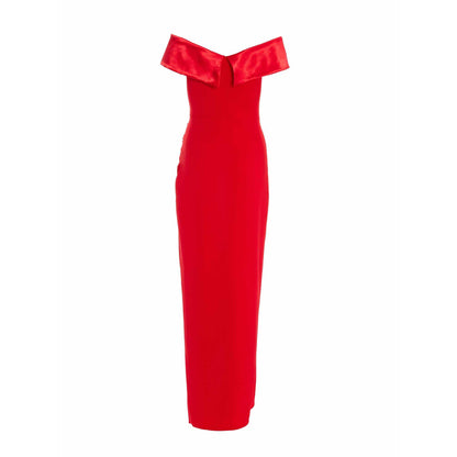 Quiz Clothing Red Scuba Crepe Satin Wrap Maxi Dress