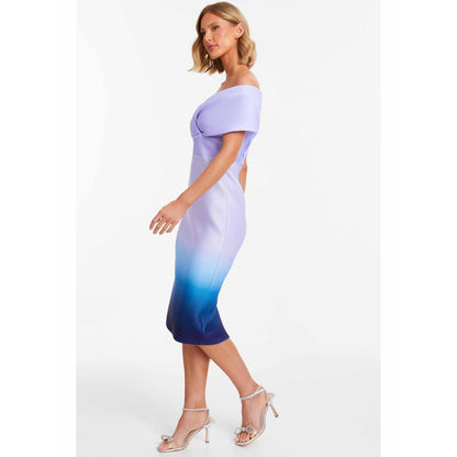 Quiz Clothing Blue Ombre Ruched Midi Dress