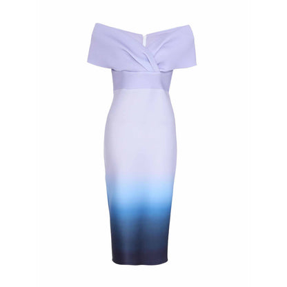 Quiz Clothing Blue Ombre Ruched Midi Dress