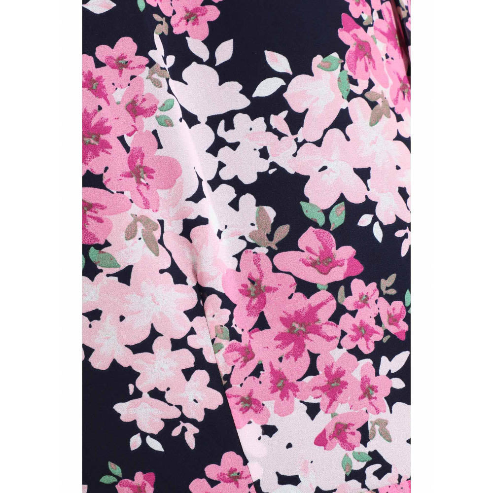 Quiz Clothing Lilac Navy Blue Floral Print Midi Dip Hem Dress with Belt (Set of 2)