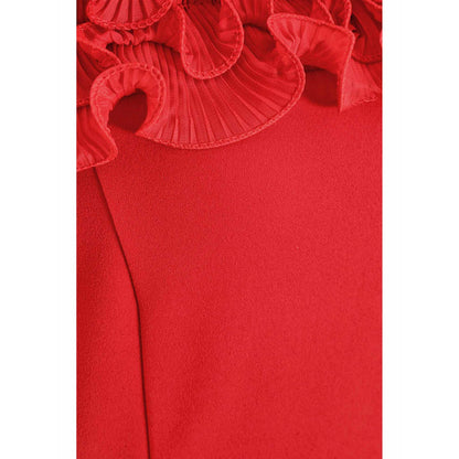 Quiz Clothing Red Scuba Crepe Organza Trim Dress