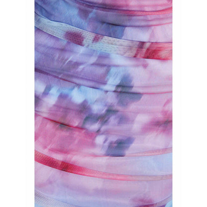 Quiz Clothing Berry Mesh Floral Strappy Ruched Maxi Dress
