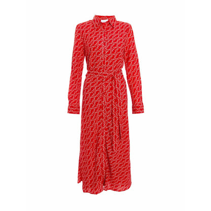 Quiz Clothing Red Chain Print Chiffon Midi Shirt Dress with Belt (Set of 2)