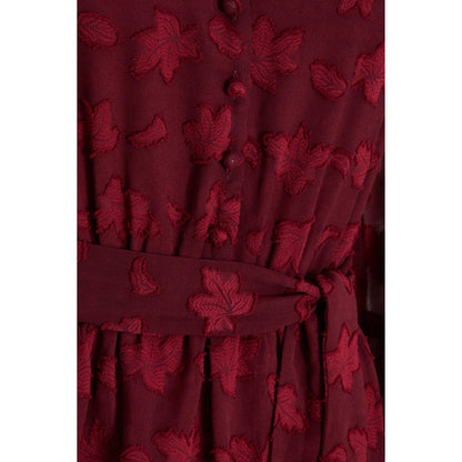 Quiz Clothing Red Berry Jacquard Tiered Midi Dress with Belt (Set of 2)