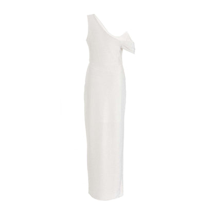 Quiz Clothing Silver Stretch Shimmer Cowl Wrap Maxi Dress